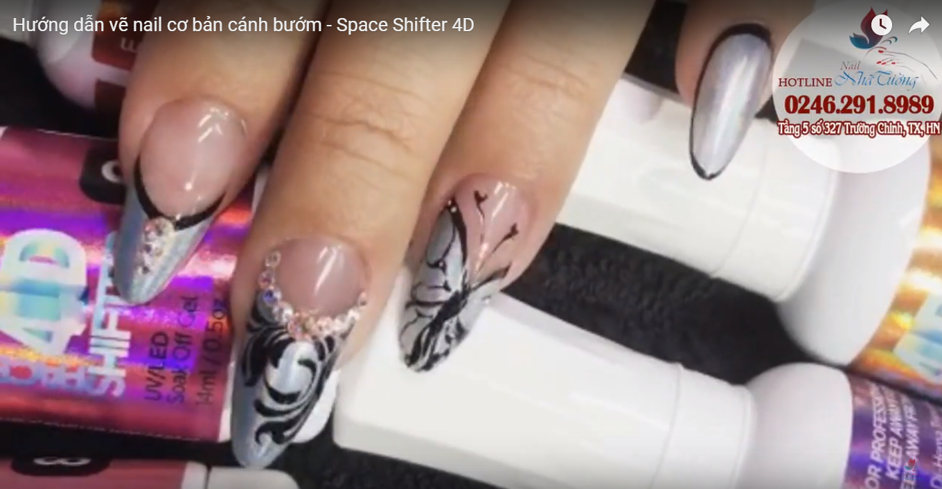 Hướng dẫn vẽ nail cánh bướm đơn giản